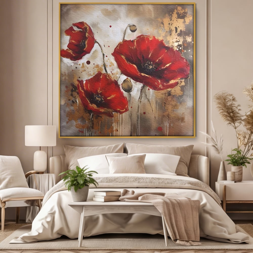 Tablou Canvas Premium LuxCanva® A1429, Red Poppies , Room, Flori, Maci, Camp, Decorativ, Living, Culori Vibrante