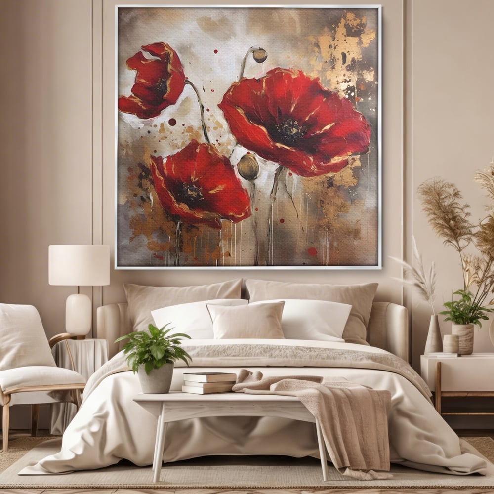 Tablou Canvas Premium LuxCanva® A1429, Red Poppies , Room, Flori, Maci, Camp, Decorativ, Living, Culori Vibrante