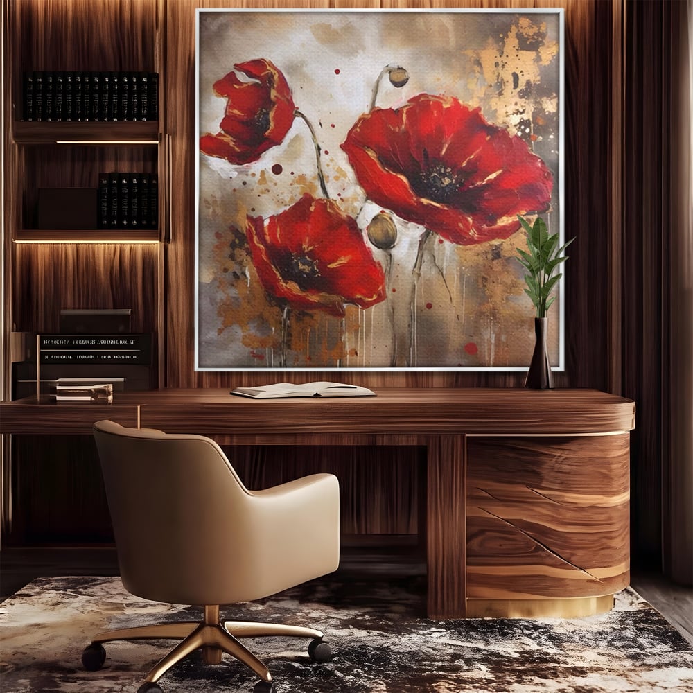 Tablou Canvas Premium LuxCanva® A1429, Red Poppies , Room, Flori, Maci, Camp, Decorativ, Living, Culori Vibrante