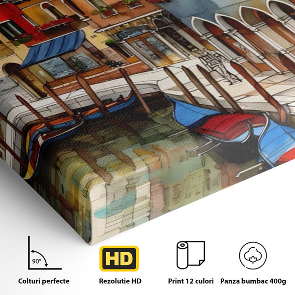 Leinwandbilder Premium LuxCanva® A1430, Die Architektur von Venedig , Zimmer, Stadt, Gondel, Gondel, Spaziergang, Urlaub, Ferien, Wohnen, lebendige Farben
