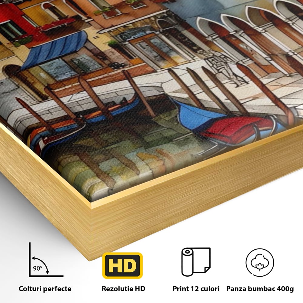 Leinwandbilder Premium LuxCanva® A1430, Die Architektur von Venedig , Zimmer, Stadt, Gondel, Gondel, Spaziergang, Urlaub, Ferien, Wohnen, lebendige Farben