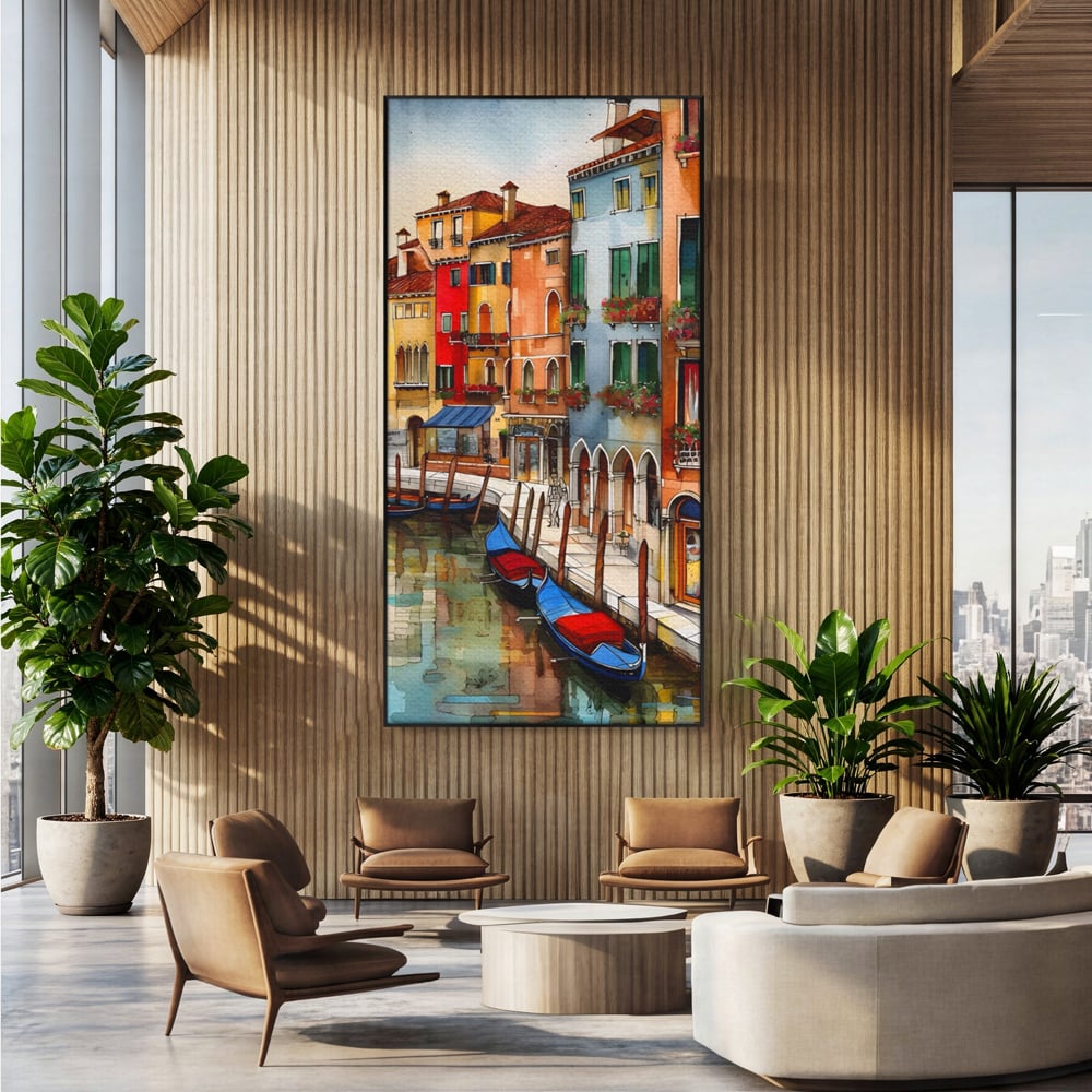 Leinwandbilder Premium LuxCanva® A1430, Die Architektur von Venedig , Zimmer, Stadt, Gondel, Gondel, Spaziergang, Urlaub, Ferien, Wohnen, lebendige Farben