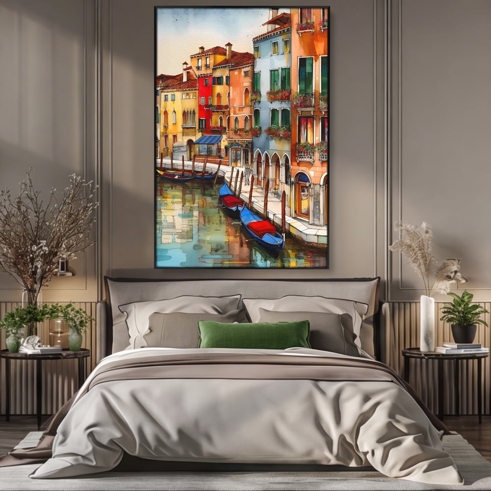 Leinwandbilder Premium LuxCanva® A1430, Die Architektur von Venedig , Zimmer, Stadt, Gondel, Gondel, Spaziergang, Urlaub, Ferien, Wohnen, lebendige Farben