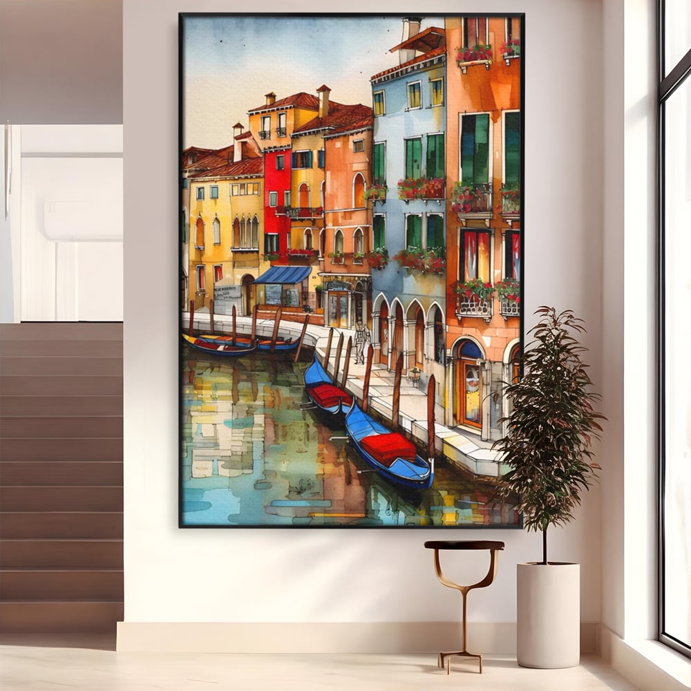 Leinwandbilder Premium LuxCanva® A1430, Die Architektur von Venedig , Zimmer, Stadt, Gondel, Gondel, Spaziergang, Urlaub, Ferien, Wohnen, lebendige Farben