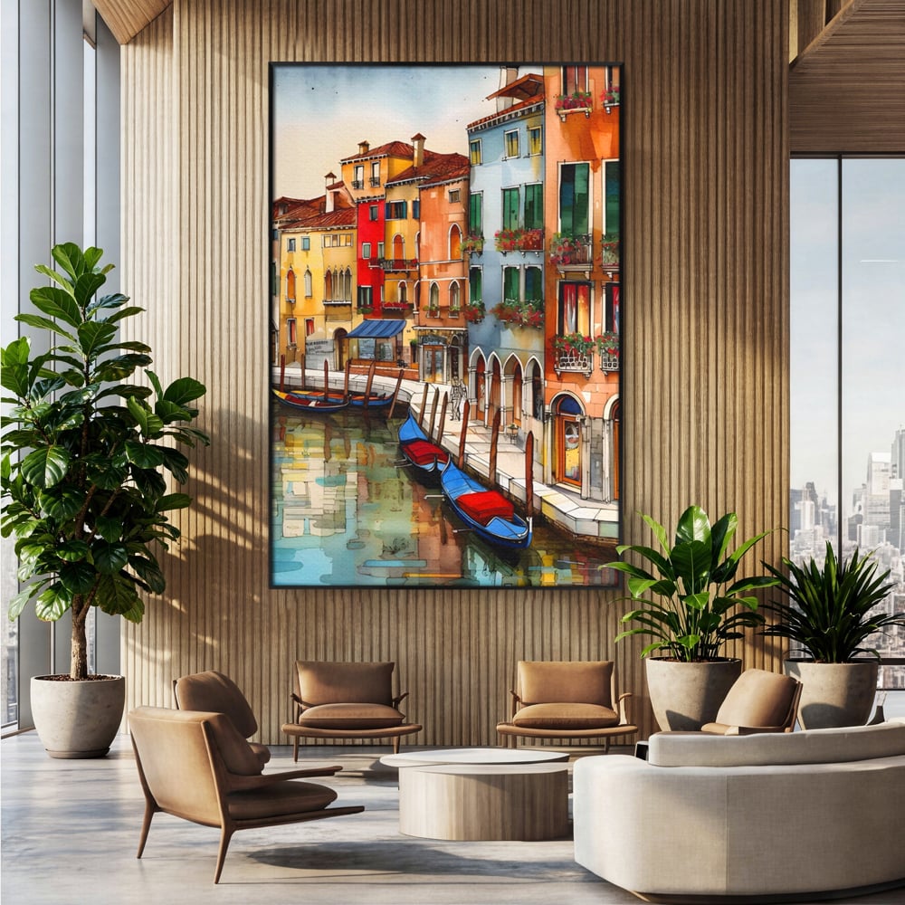 Leinwandbilder Premium LuxCanva® A1430, Die Architektur von Venedig , Zimmer, Stadt, Gondel, Gondel, Spaziergang, Urlaub, Ferien, Wohnen, lebendige Farben