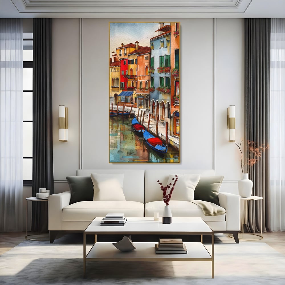 Leinwandbilder Premium LuxCanva® A1430, Die Architektur von Venedig , Zimmer, Stadt, Gondel, Gondel, Spaziergang, Urlaub, Ferien, Wohnen, lebendige Farben