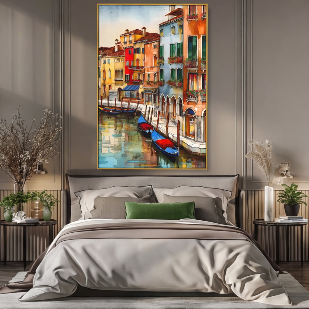 Leinwandbilder Premium LuxCanva® A1430, Die Architektur von Venedig , Zimmer, Stadt, Gondel, Gondel, Spaziergang, Urlaub, Ferien, Wohnen, lebendige Farben