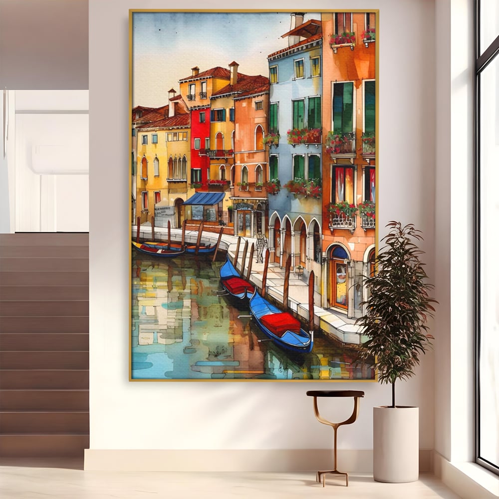 Leinwandbilder Premium LuxCanva® A1430, Die Architektur von Venedig , Zimmer, Stadt, Gondel, Gondel, Spaziergang, Urlaub, Ferien, Wohnen, lebendige Farben