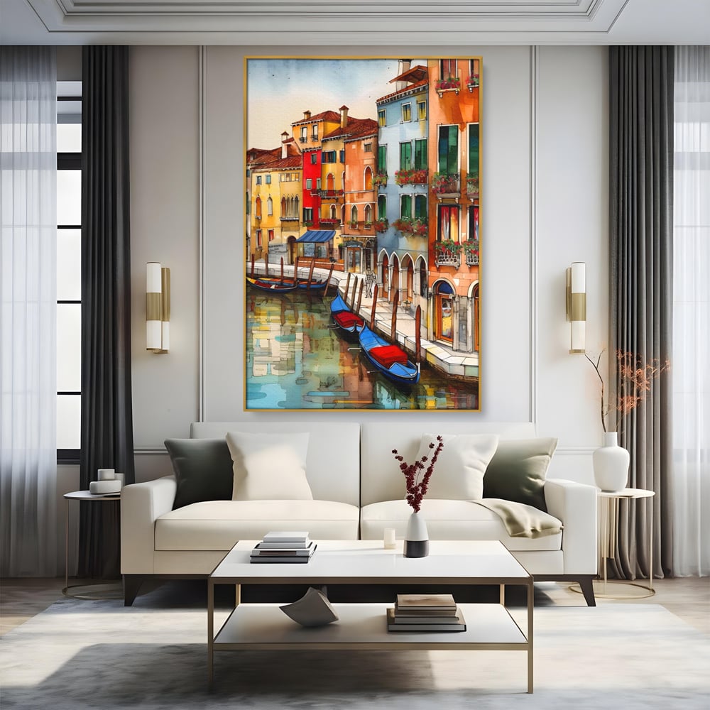 Leinwandbilder Premium LuxCanva® A1430, Die Architektur von Venedig , Zimmer, Stadt, Gondel, Gondel, Spaziergang, Urlaub, Ferien, Wohnen, lebendige Farben