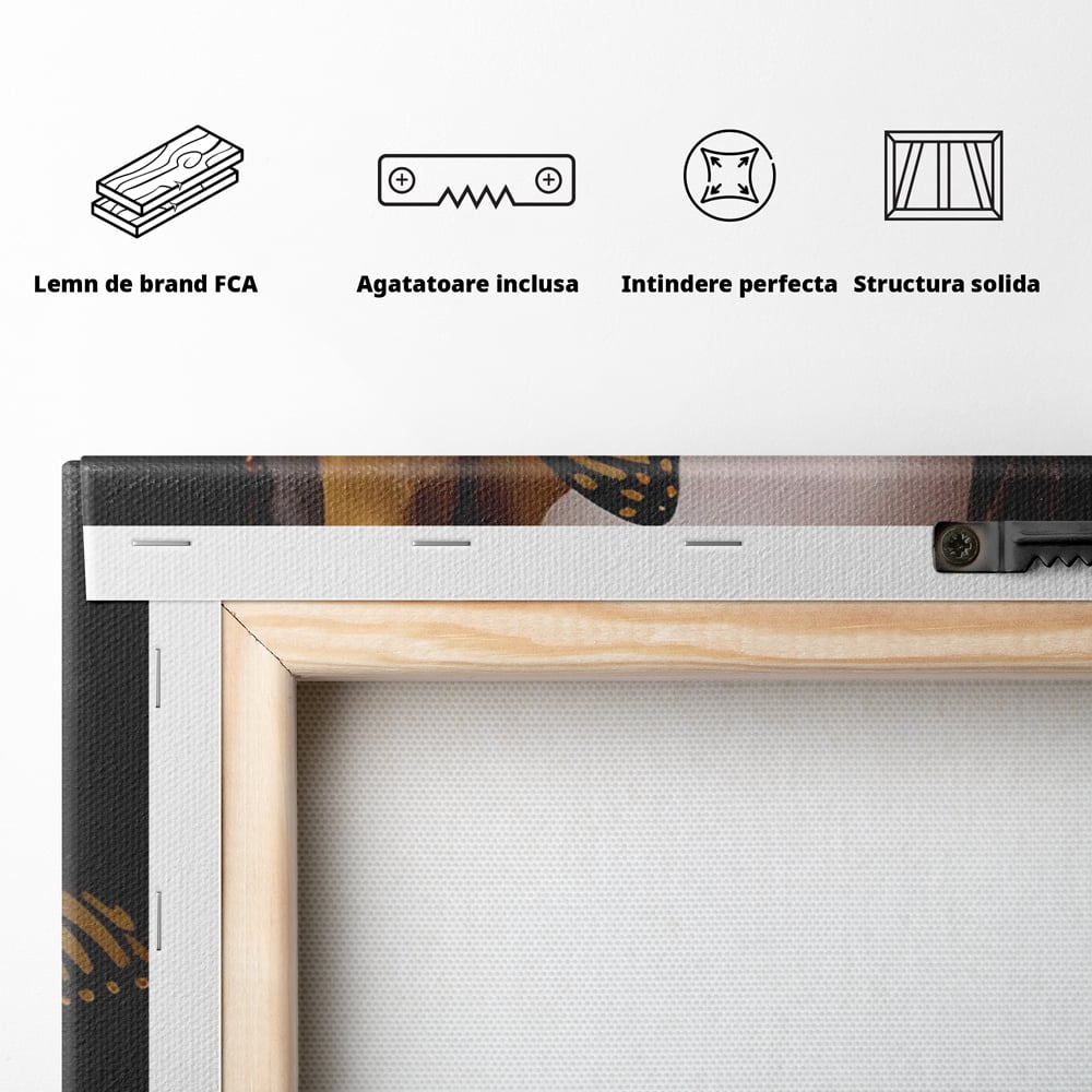 Tablou Canvas Premium LuxCanva® A1433, Fluture De Aur ,  Decorativ, Femeie, Auriu, Living, Culori Vibrante