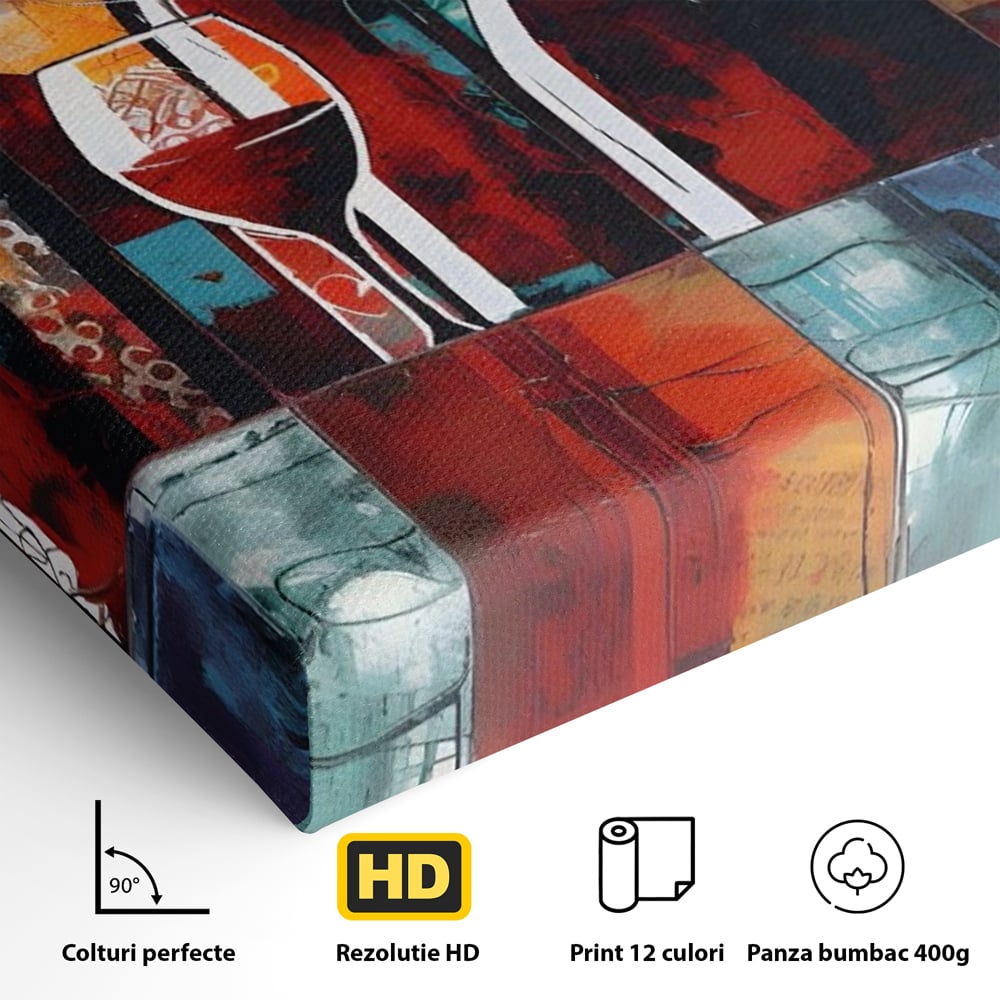 Tablou Canvas Premium LuxCanva® A1434, Red Wine , Decorativ, Vin, Pahar, Bar, Sticla, Culori Vibrante