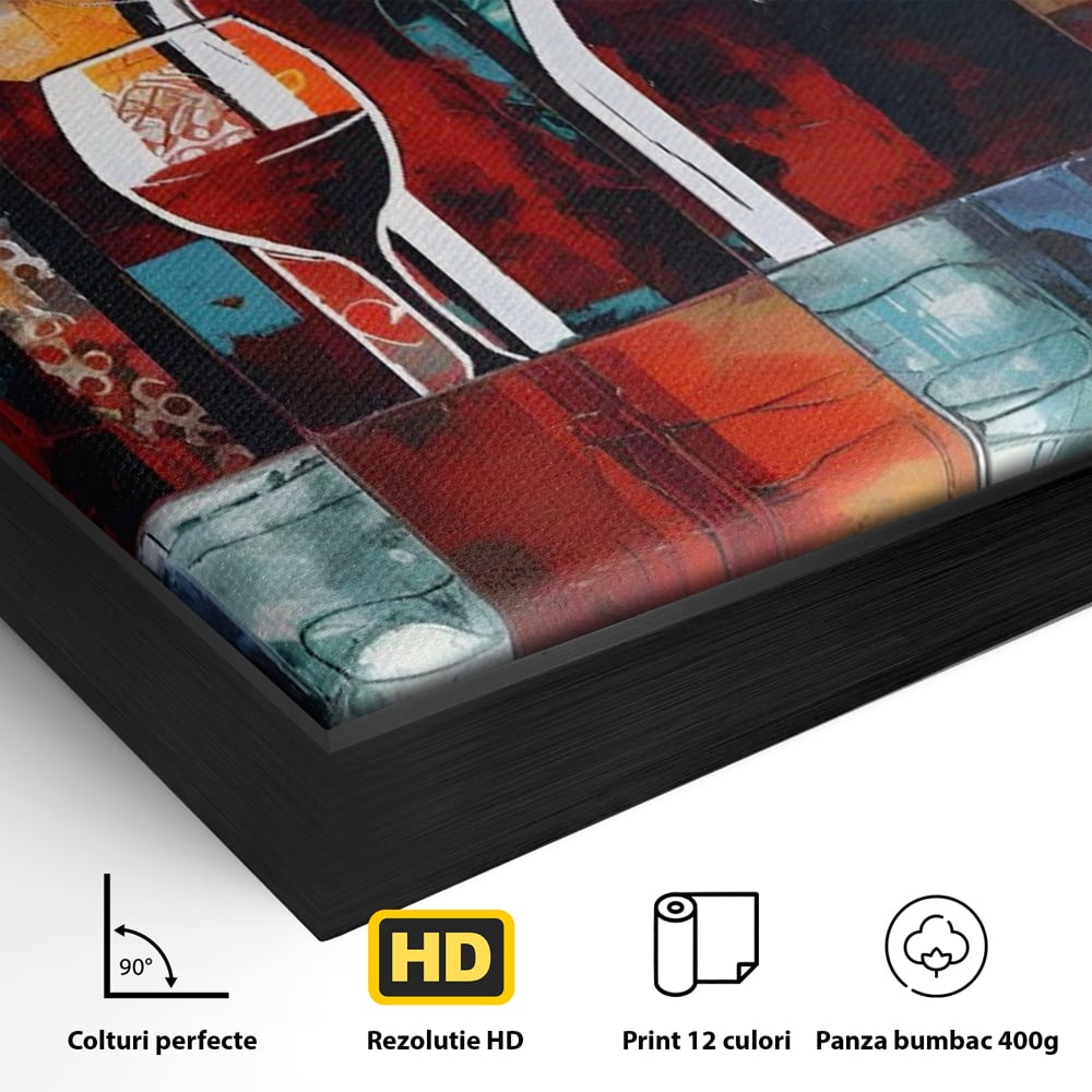 Tablou Canvas Premium LuxCanva® A1434, Red Wine , Decorativ, Vin, Pahar, Bar, Sticla, Culori Vibrante
