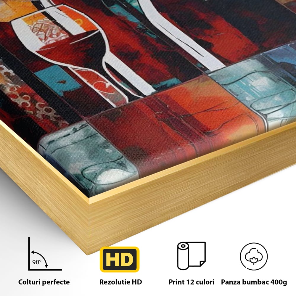 Tablou Canvas Premium LuxCanva® A1434, Red Wine , Decorativ, Vin, Pahar, Bar, Sticla, Culori Vibrante