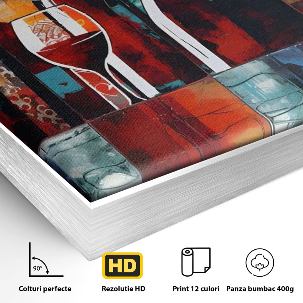 Tablou Canvas Premium LuxCanva® A1434, Red Wine , Decorativ, Vin, Pahar, Bar, Sticla, Culori Vibrante