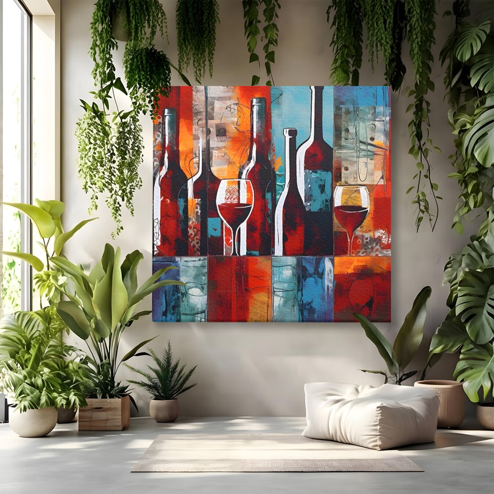 Tablou Canvas Premium LuxCanva® A1434, Red Wine , Decorativ, Vin, Pahar, Bar, Sticla, Culori Vibrante