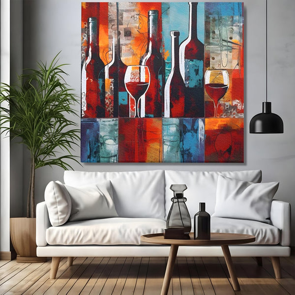 Tablou Canvas Premium LuxCanva® A1434, Red Wine , Decorativ, Vin, Pahar, Bar, Sticla, Culori Vibrante