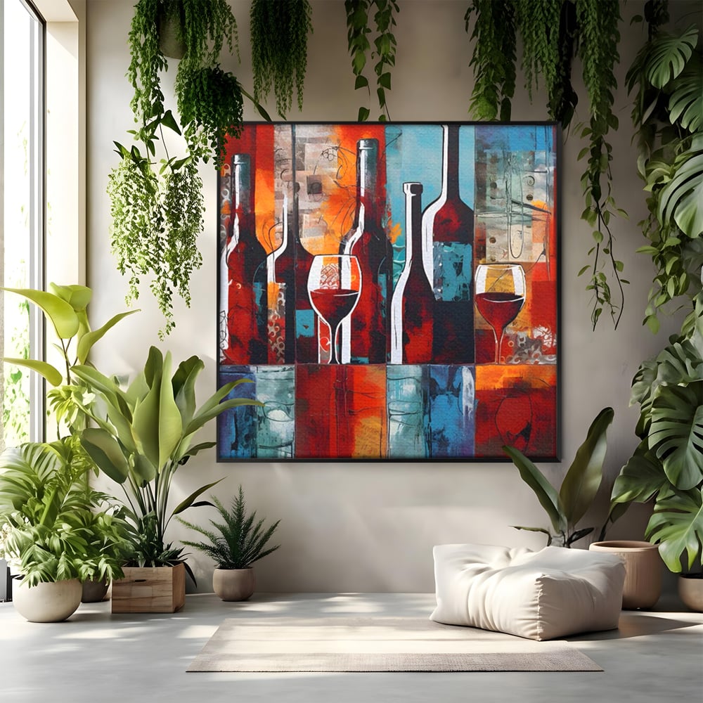 Tablou Canvas Premium LuxCanva® A1434, Red Wine , Decorativ, Vin, Pahar, Bar, Sticla, Culori Vibrante