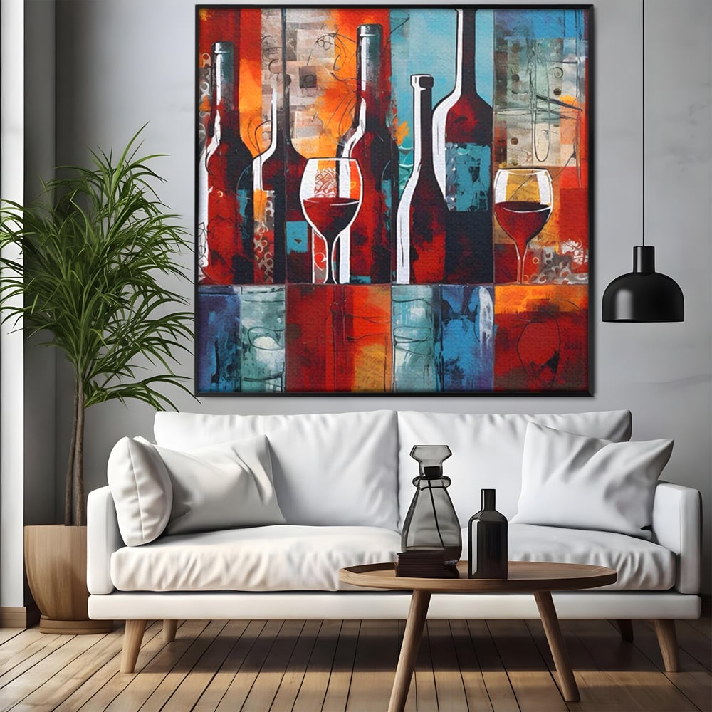 Tablou Canvas Premium LuxCanva® A1434, Red Wine , Decorativ, Vin, Pahar, Bar, Sticla, Culori Vibrante