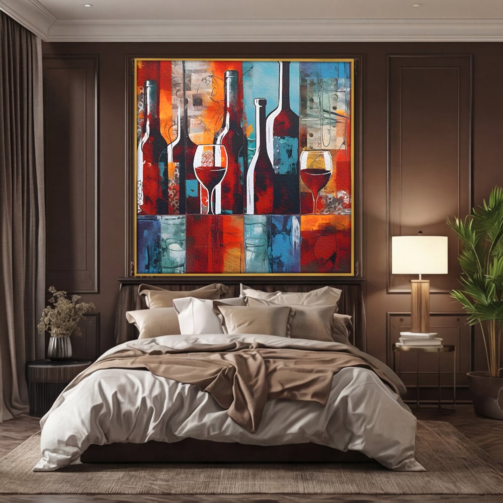 Tablou Canvas Premium LuxCanva® A1434, Red Wine , Decorativ, Vin, Pahar, Bar, Sticla, Culori Vibrante