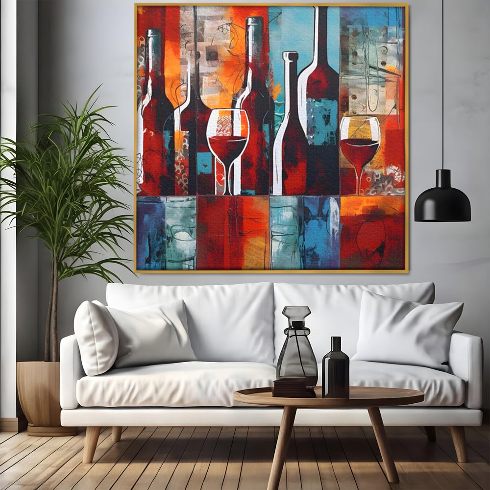 Tablou Canvas Premium LuxCanva® A1434, Red Wine , Decorativ, Vin, Pahar, Bar, Sticla, Culori Vibrante
