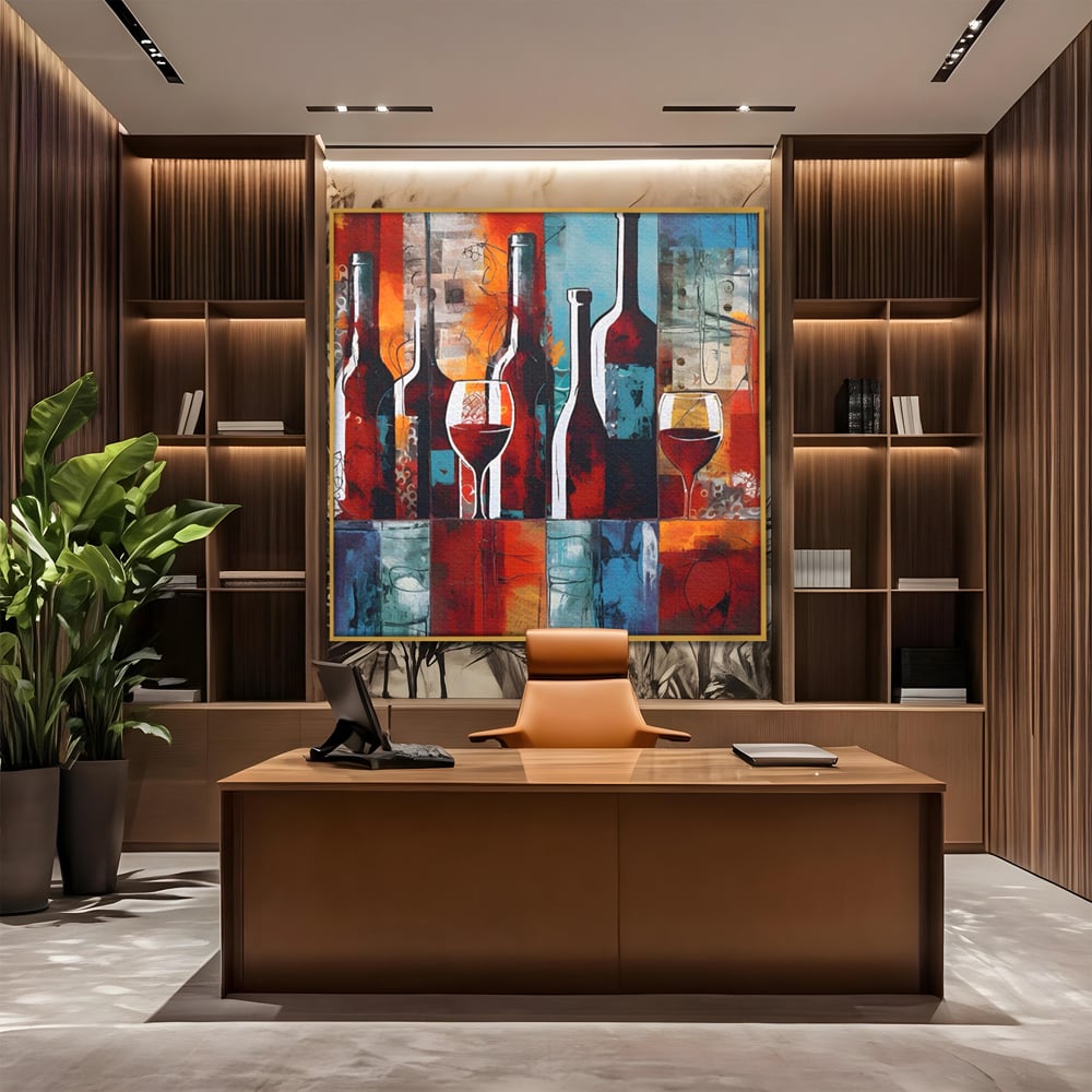Tablou Canvas Premium LuxCanva® A1434, Red Wine , Decorativ, Vin, Pahar, Bar, Sticla, Culori Vibrante