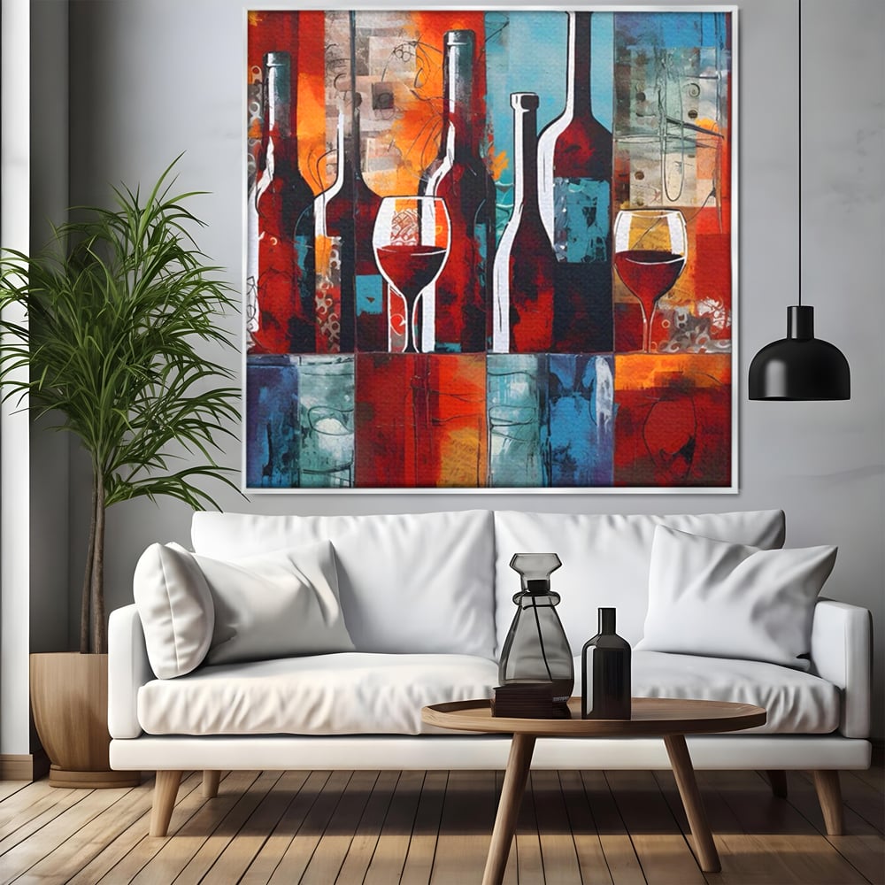Tablou Canvas Premium LuxCanva® A1434, Red Wine , Decorativ, Vin, Pahar, Bar, Sticla, Culori Vibrante