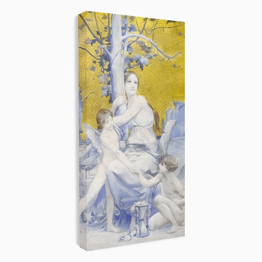 Tablou Canvas Premium LuxCanva® A1435, Gradina Edenului , Decorativ, Ingeri, Copac, Mama, Dormitor, Culori Vibrante