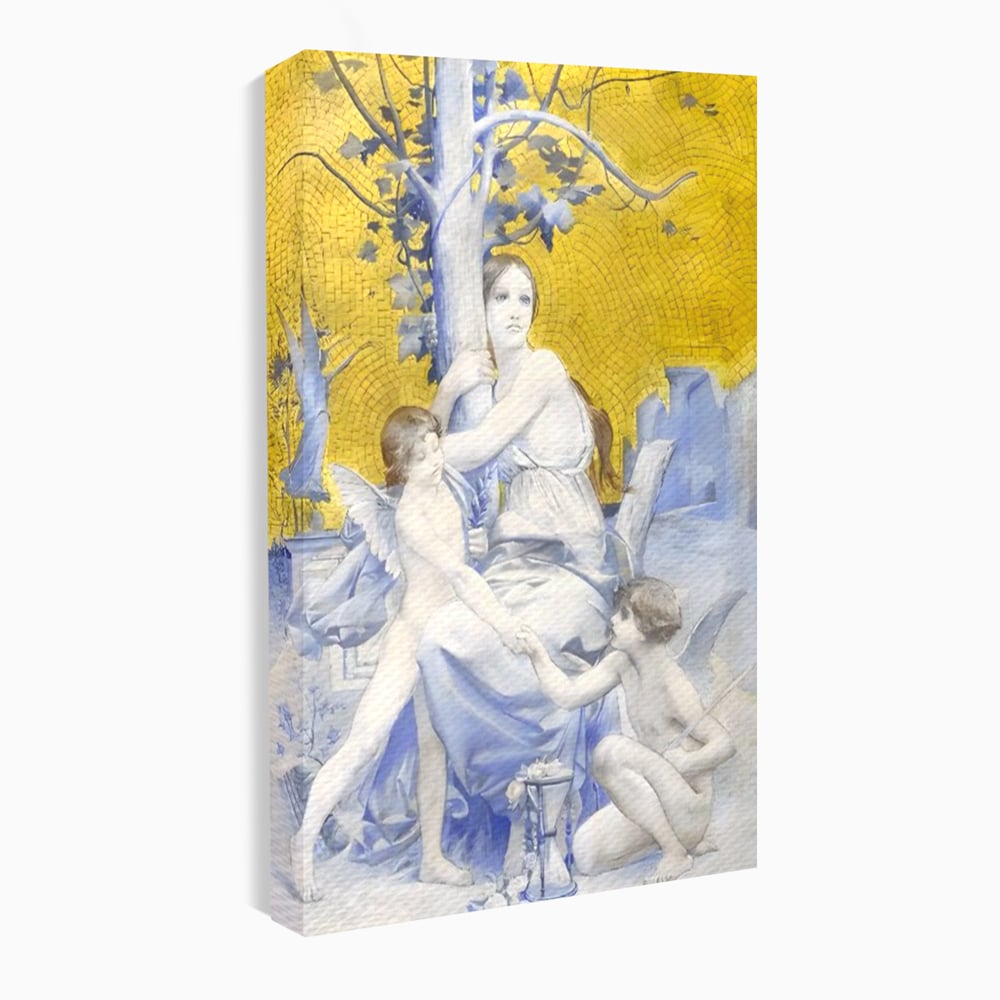 Tablou Canvas Premium LuxCanva® A1435, Gradina Edenului , Decorativ, Ingeri, Copac, Mama, Dormitor, Culori Vibrante