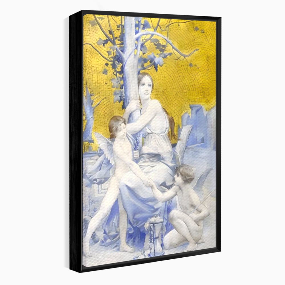 Tablou Canvas Premium LuxCanva® A1435, Gradina Edenului , Decorativ, Ingeri, Copac, Mama, Dormitor, Culori Vibrante