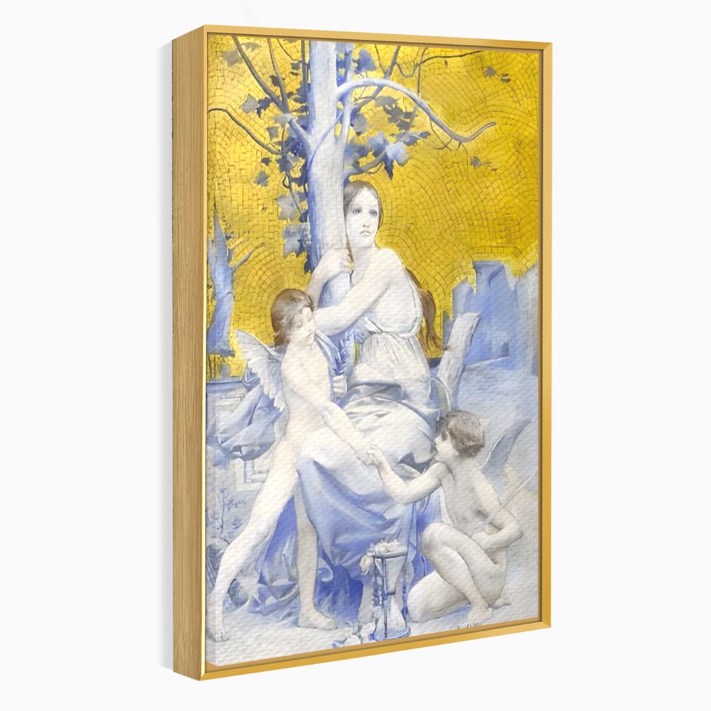 Tablou Canvas Premium LuxCanva® A1435, Gradina Edenului , Decorativ, Ingeri, Copac, Mama, Dormitor, Culori Vibrante