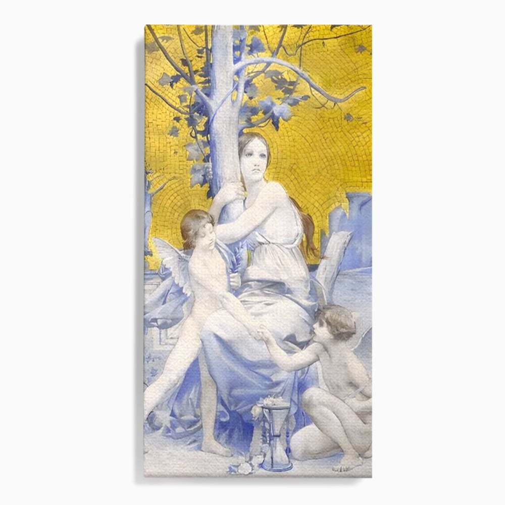 Tablou Canvas Premium LuxCanva® A1435, Gradina Edenului , Decorativ, Ingeri, Copac, Mama, Dormitor, Culori Vibrante