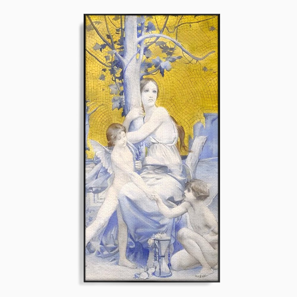 Tablou Canvas Premium LuxCanva® A1435, Gradina Edenului , Decorativ, Ingeri, Copac, Mama, Dormitor, Culori Vibrante