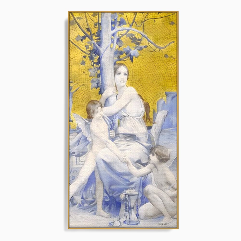Tablou Canvas Premium LuxCanva® A1435, Gradina Edenului , Decorativ, Ingeri, Copac, Mama, Dormitor, Culori Vibrante