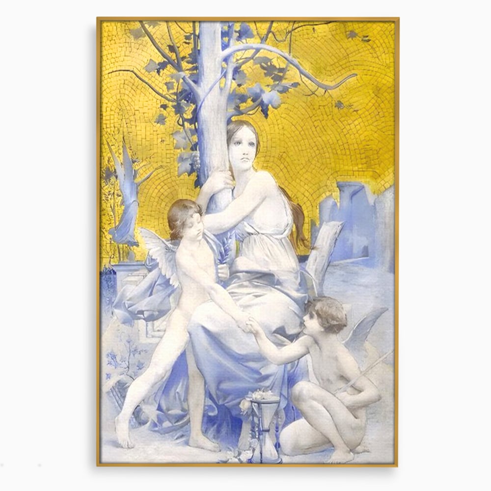 Tablou Canvas Premium LuxCanva® A1435, Gradina Edenului , Decorativ, Ingeri, Copac, Mama, Dormitor, Culori Vibrante
