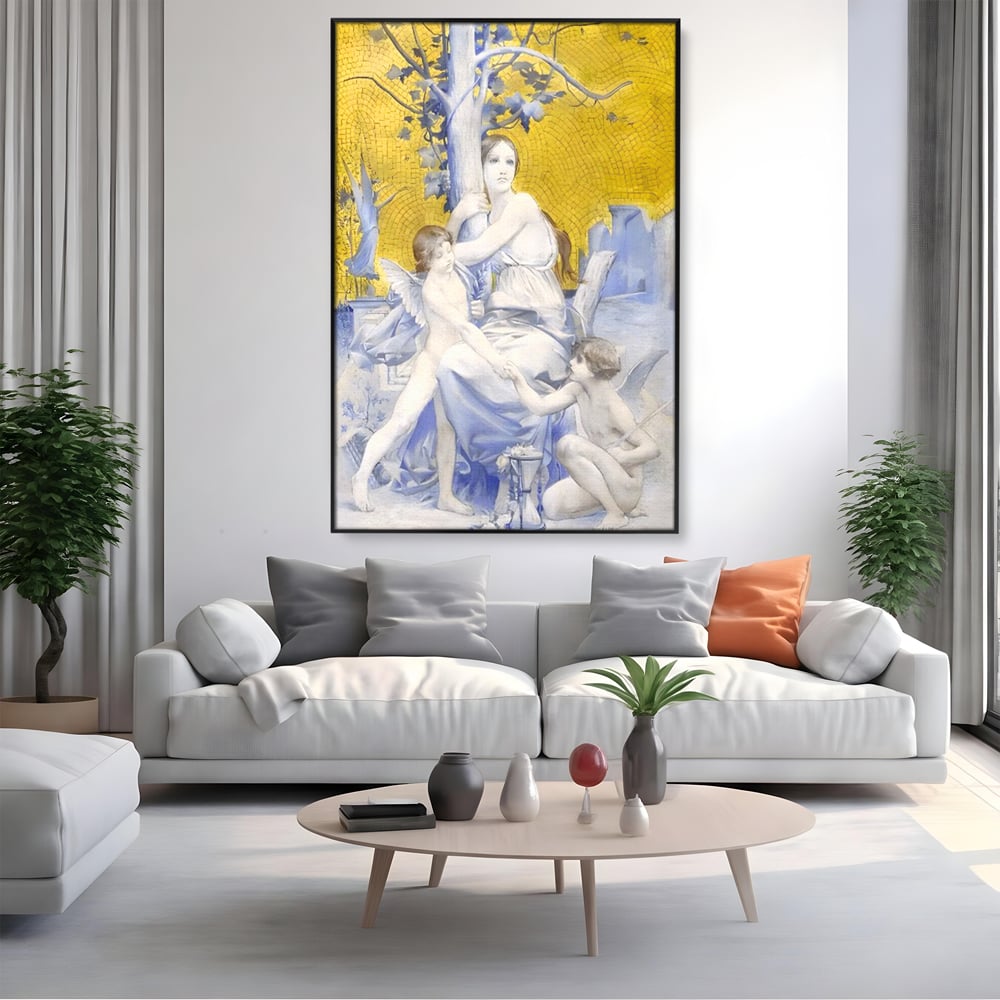 Tablou Canvas Premium LuxCanva® A1435, Gradina Edenului , Decorativ, Ingeri, Copac, Mama, Dormitor, Culori Vibrante