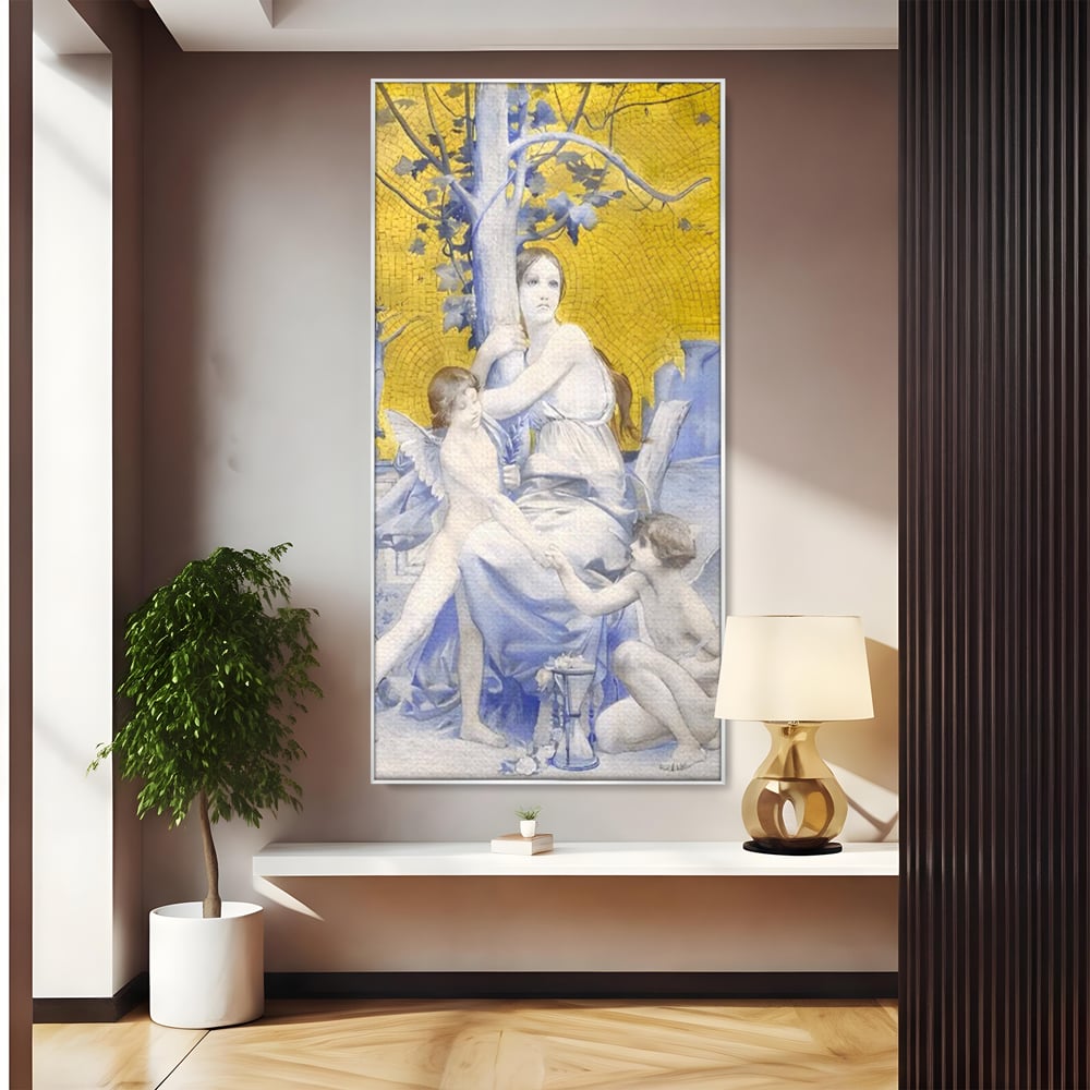 Tablou Canvas Premium LuxCanva® A1435, Gradina Edenului , Decorativ, Ingeri, Copac, Mama, Dormitor, Culori Vibrante