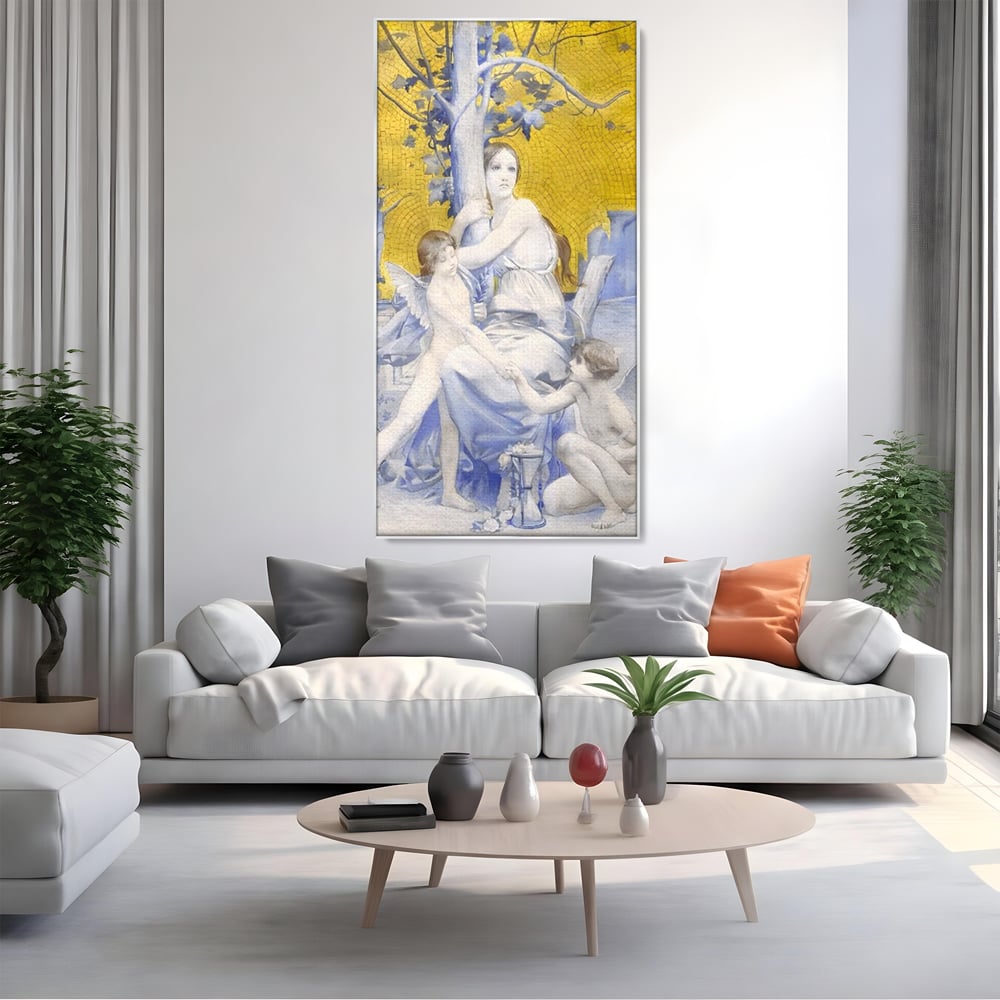 Tablou Canvas Premium LuxCanva® A1435, Gradina Edenului , Decorativ, Ingeri, Copac, Mama, Dormitor, Culori Vibrante