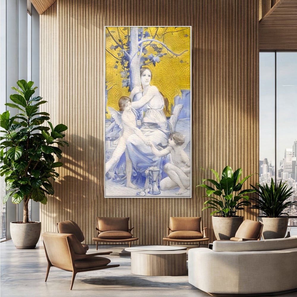Tablou Canvas Premium LuxCanva® A1435, Gradina Edenului , Decorativ, Ingeri, Copac, Mama, Dormitor, Culori Vibrante