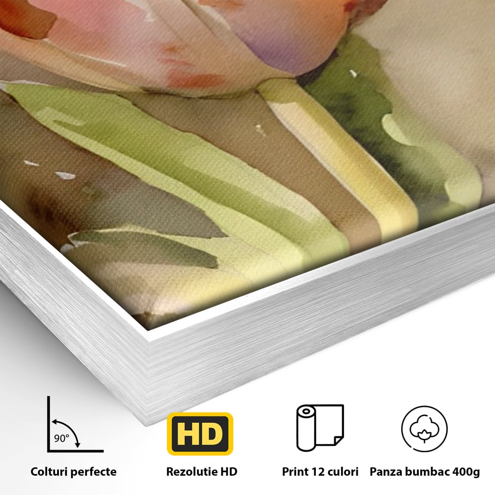 Tablou Canvas Premium LuxCanva® A1436, Laleaua Roz , Decorativ, Pictura, Floare, Planta, Natura, Dormitor, Culori Vibrante