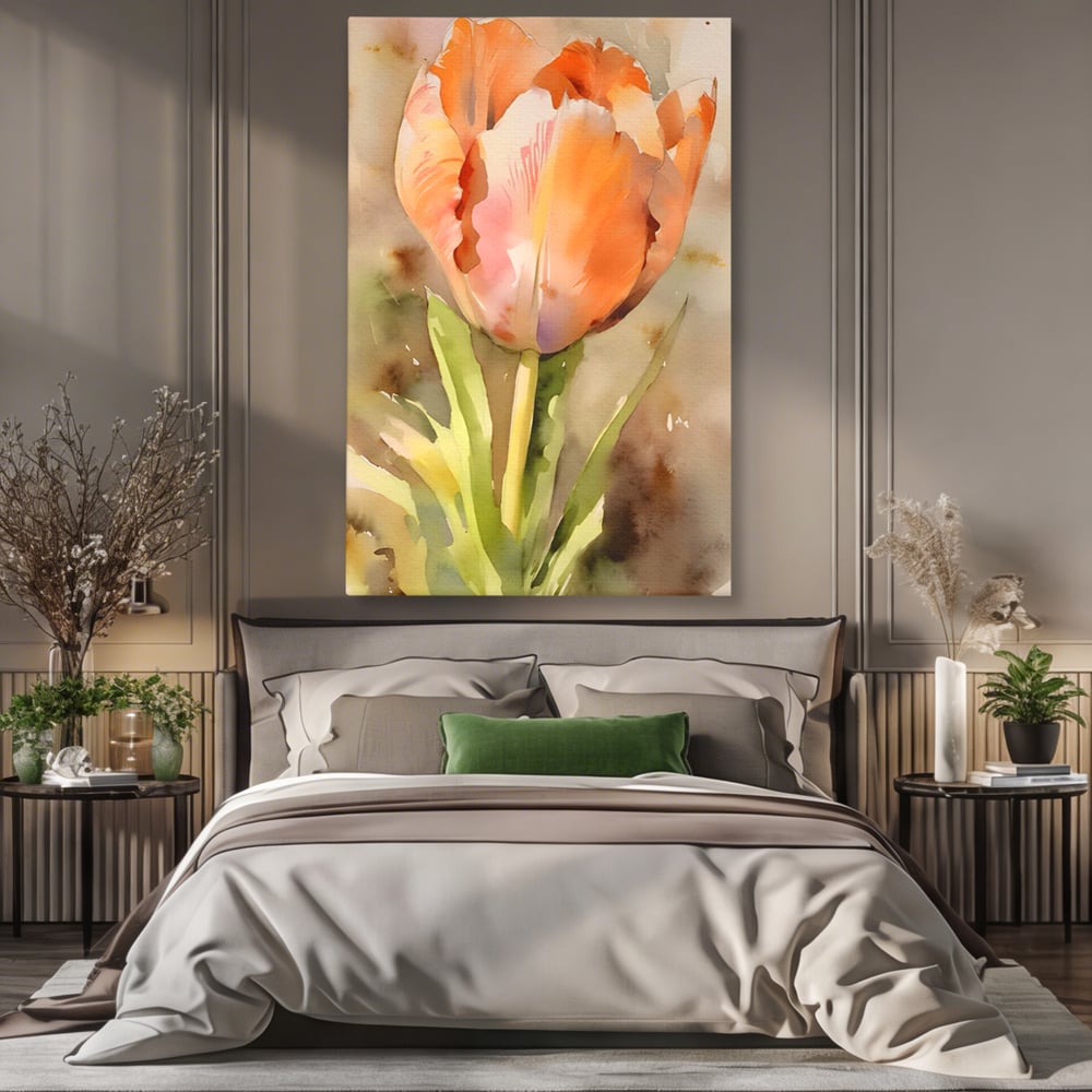 Tablou Canvas Premium LuxCanva® A1436, Laleaua Roz , Decorativ, Pictura, Floare, Planta, Natura, Dormitor, Culori Vibrante