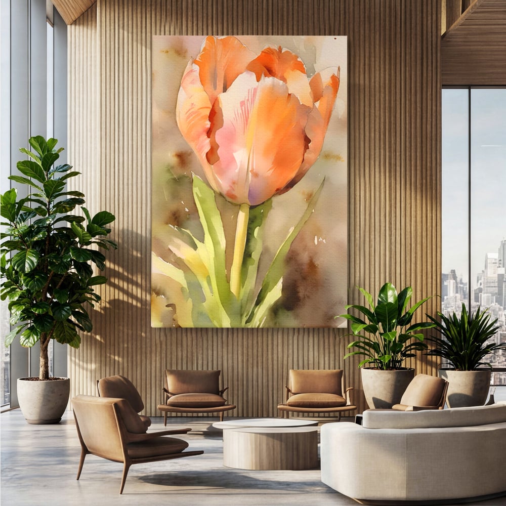 Tablou Canvas Premium LuxCanva® A1436, Laleaua Roz , Decorativ, Pictura, Floare, Planta, Natura, Dormitor, Culori Vibrante