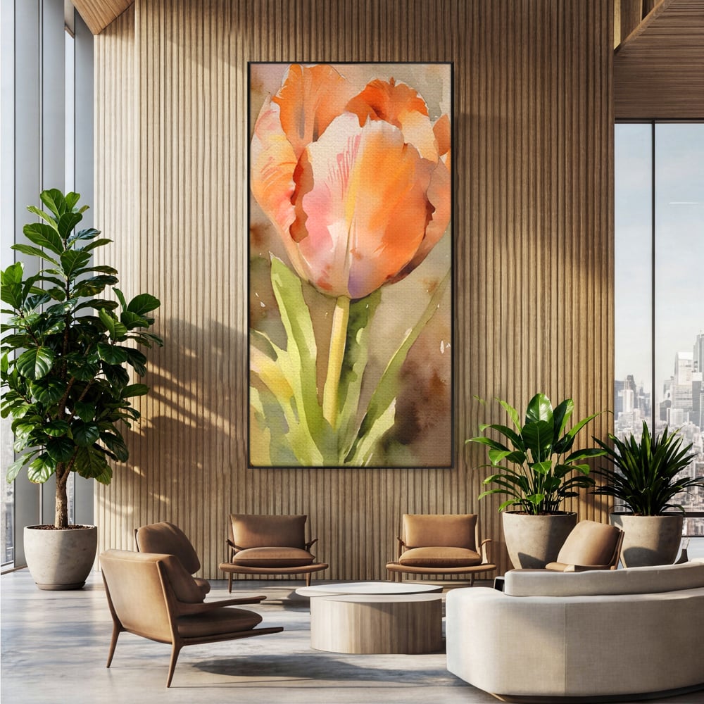 Tablou Canvas Premium LuxCanva® A1436, Laleaua Roz , Decorativ, Pictura, Floare, Planta, Natura, Dormitor, Culori Vibrante