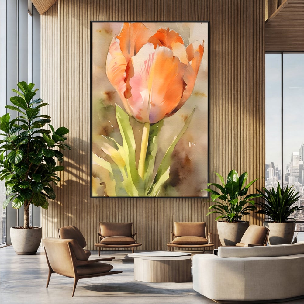 Tablou Canvas Premium LuxCanva® A1436, Laleaua Roz , Decorativ, Pictura, Floare, Planta, Natura, Dormitor, Culori Vibrante