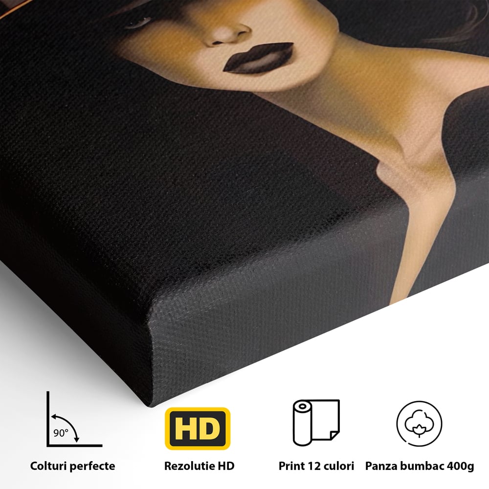 Tablou Canvas Premium LuxCanva® A1438, The Mysterious Lady , Decorativ, Femeie, Mister, Senzualitate, Privire, Living, Culori Vibrante