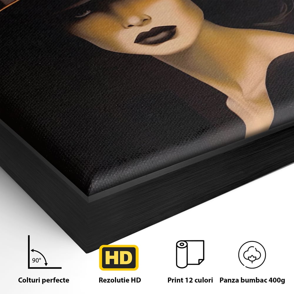 Tablou Canvas Premium LuxCanva® A1438, The Mysterious Lady , Decorativ, Femeie, Mister, Senzualitate, Privire, Living, Culori Vibrante