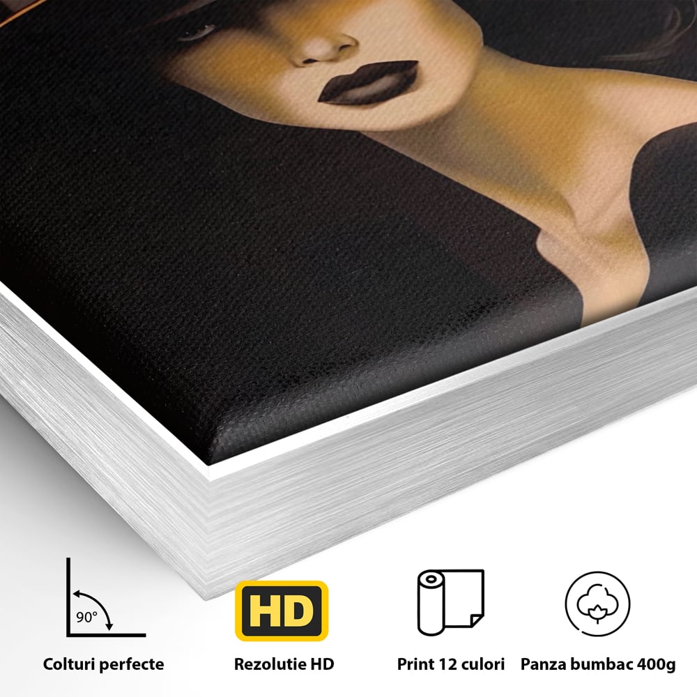 Tablou Canvas Premium LuxCanva® A1438, The Mysterious Lady , Decorativ, Femeie, Mister, Senzualitate, Privire, Living, Culori Vibrante