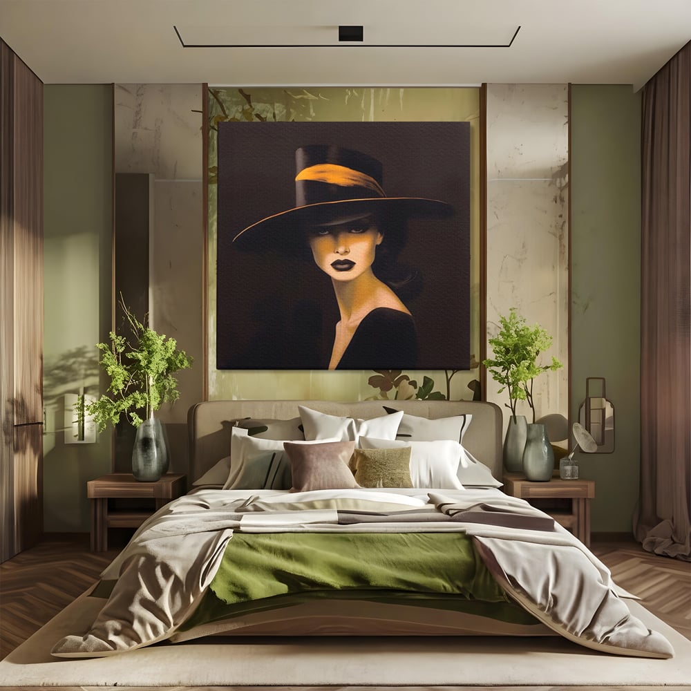 Tablou Canvas Premium LuxCanva® A1438, The Mysterious Lady , Decorativ, Femeie, Mister, Senzualitate, Privire, Living, Culori Vibrante