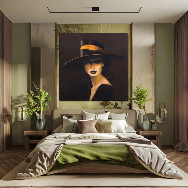 Tablou Canvas Premium LuxCanva® A1438, The Mysterious Lady , Decorativ, Femeie, Mister, Senzualitate, Privire, Living, Culori Vibrante