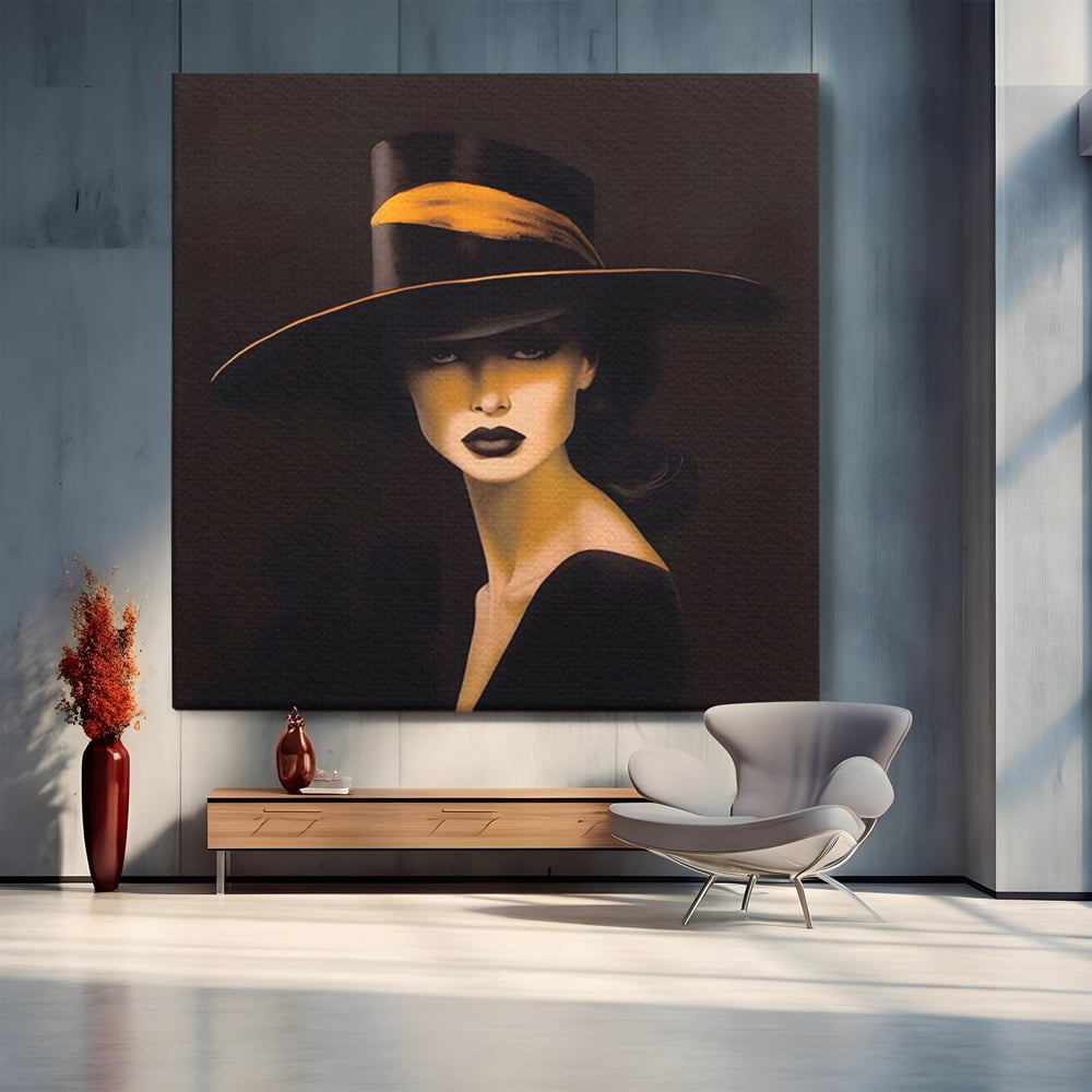 Tablou Canvas Premium LuxCanva® A1438, The Mysterious Lady , Decorativ, Femeie, Mister, Senzualitate, Privire, Living, Culori Vibrante