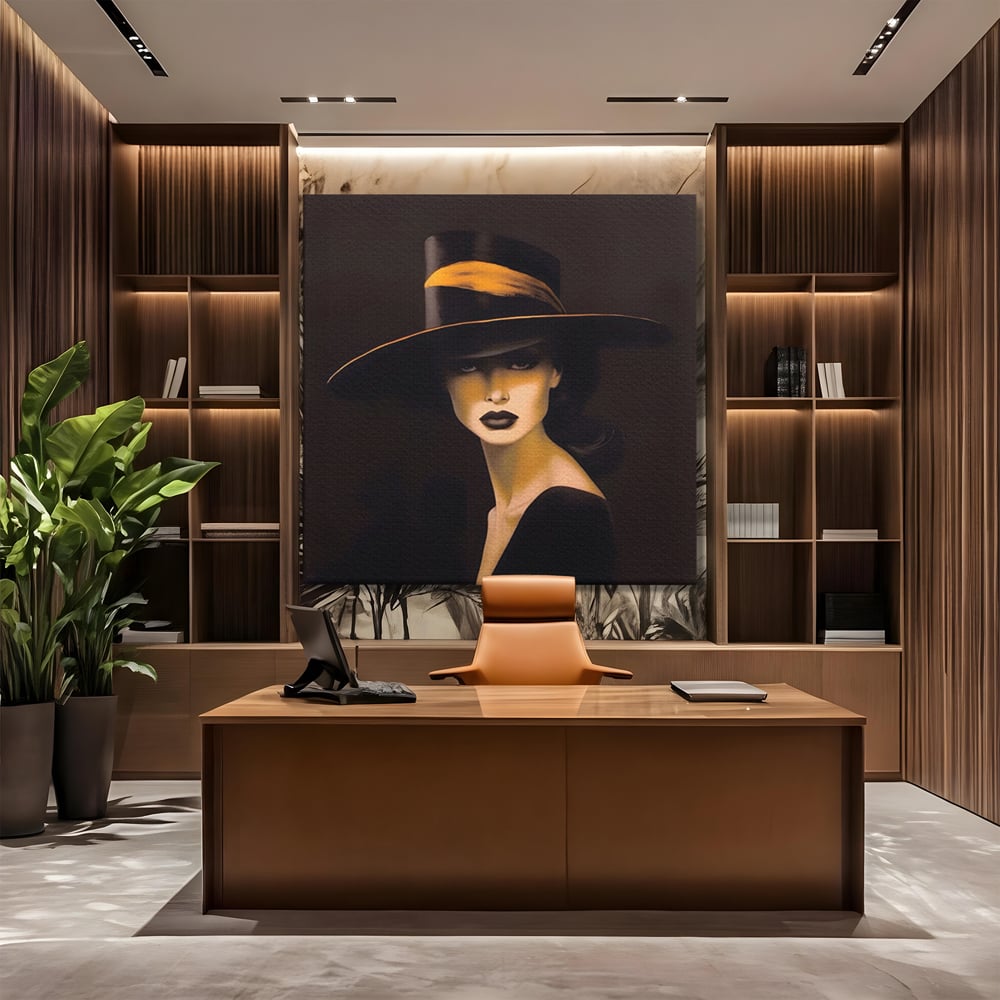 Tablou Canvas Premium LuxCanva® A1438, The Mysterious Lady , Decorativ, Femeie, Mister, Senzualitate, Privire, Living, Culori Vibrante